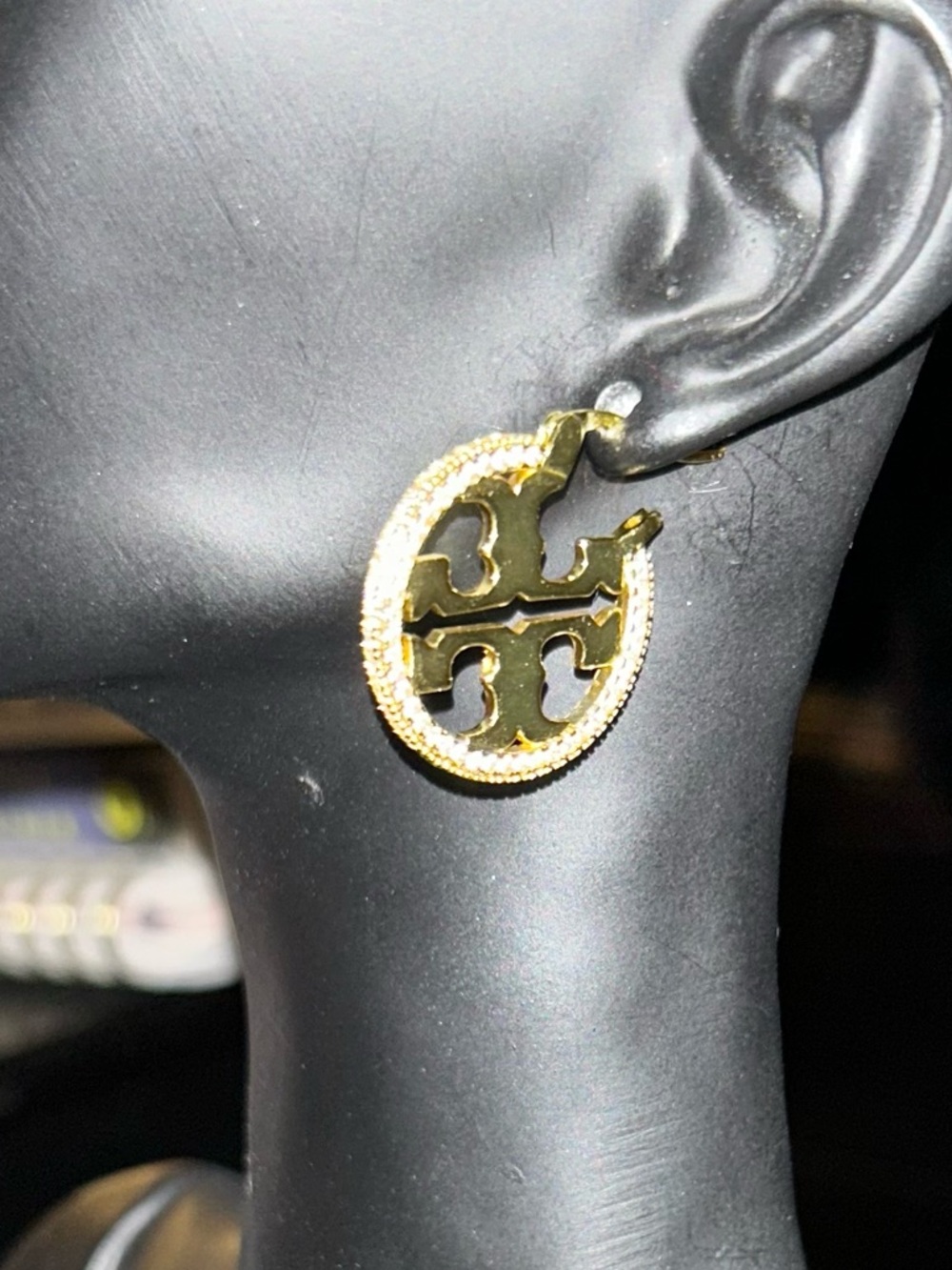Tory Burch 18k Gold-Plated  Circular Drop Earrings with Crystal Trim - Gold